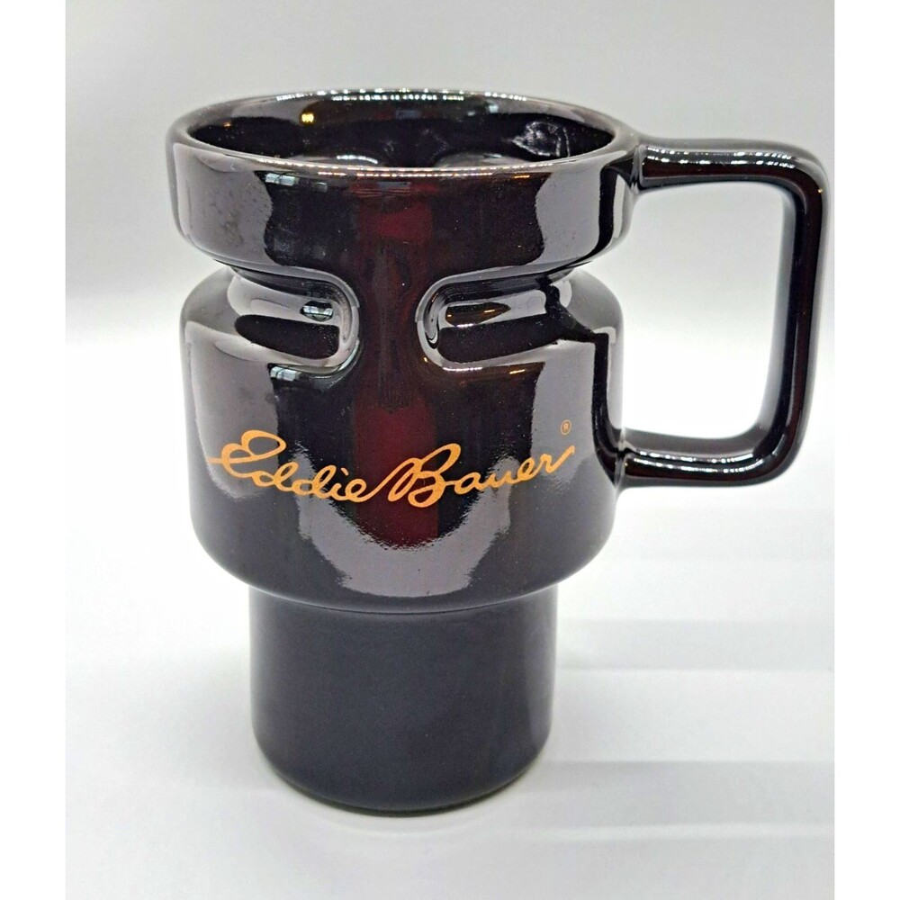 Eddie Bauer Black Ceramic Glazed Coffee Mug Cup w/ Handle Car Advertising Mug
